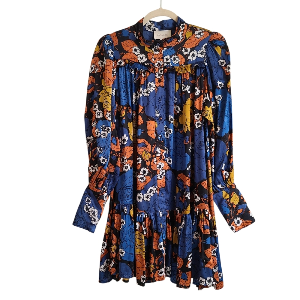 Cleobella Claire Satin Floral Mini Dress S